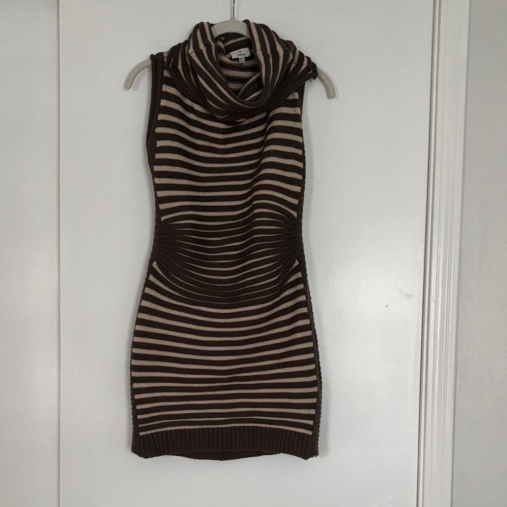 Hot & Delicious Brown and Tan Striped Mini Dress